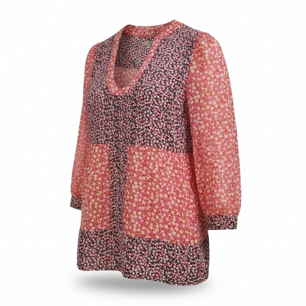Boden Mollie Floral Patchwork Blouse Scooped Neckline - 6 US